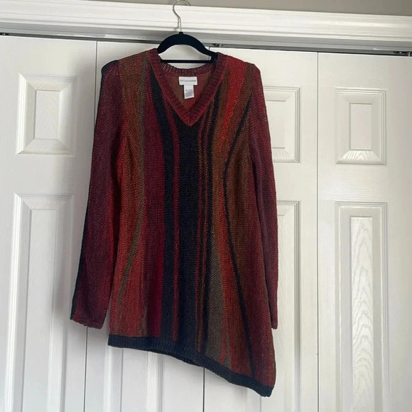 Soft surroundings, asymmetrical lightweight V-neck sweater top - Picture 1 of 7